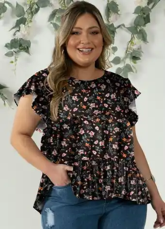 Posthaus Quintess - blusa em camadas mini floral com mangas curtas oferta