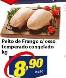 Vencedor Atacadista Peito de Frango c/ Osso temperado congelado 1kg oferta