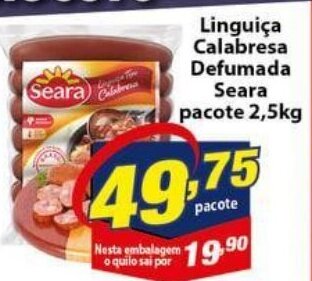 Vencedor Atacadista Linguica Calabresa Defumada Seara pacote 2.5kg oferta