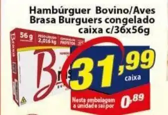 Vencedor Atacadista Hamburguer Bovino/ Aves Brasa Burguers congelado caixa c/36 x 56g oferta