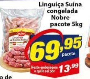 Vencedor Atacadista Linguica Suina congelada Nobre pacote 5kg oferta