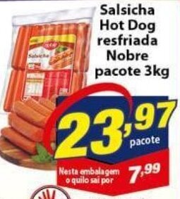 Vencedor Atacadista Salsicha Hot Dog resfriada Nobre pacote 3kg oferta