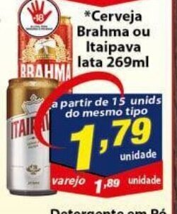 Vencedor Atacadista Cerveja Brahma ou itaipava lata 269ml oferta