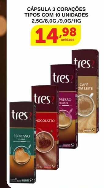 Roldão Cápsulas de café 3 corações 10un oferta