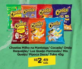 Nagumo Cheetos Milho na Manteiga/ Cocada/ Onda Requeijao/ Lua Queijo Parmesao/ Mix Queijo/ Pipoca Doce/ Tubo 45g oferta