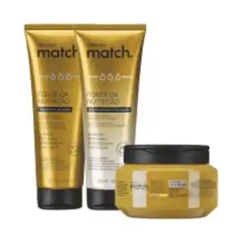 O Boticário Combo match fonte da nutrição fios finos: shampoo + condicionador + máscara capilar oferta