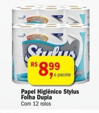 Ultrabox Papel Higiênico Stylus Folha Dupla com 12 rolos oferta