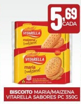 Fort Atacadista Biscoito Maria/ Maizena Vitarella Sabores pc 350g oferta