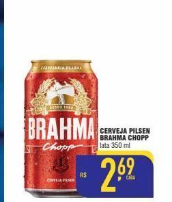 Mercantil Rodrigues Cerveja pilsen brahma chopp lata 350 ml oferta