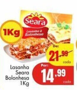 Barbosa Supermercados Lasanha Seara Bolonhesa 1kg oferta