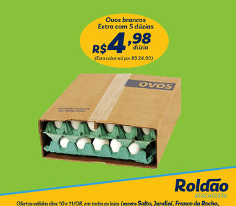 Roldão Ovos Brancos Extra com 5 Duzias oferta