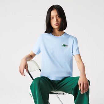 Lacoste Camiseta feminina heritage em algodão premium com modelagem solta e decote careca oferta