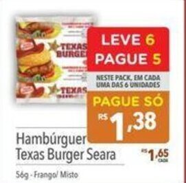 Supermercados Condor Hambúrguer Texas Burger Seara 56g oferta