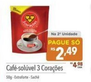 Supermercados Condor Café Solúvel 3 Corações 50g oferta