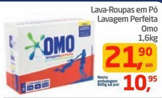 Tenda Atacado Lava roupas em pó lavagem perfeita omo 1,6kg oferta