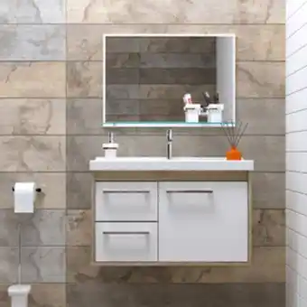Leroy Merlin Kit gabinete para banheiro com cuba e espelho 41x63x31,5cm berlin e branco procion cerocha oferta