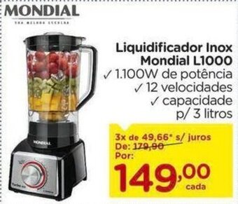 Carrefour Liquidificador Inox Mondial L1000 oferta