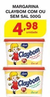 Roldão Margarina claybom com ou sem sal 500g oferta