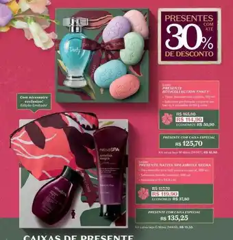 O Boticário Presente boticollection thaty presente nativa spa ameixa negra 30% de desconto oferta