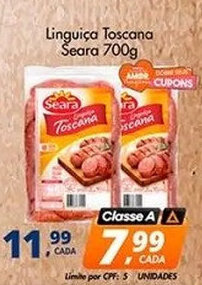 Delta Supermercados Linguiça Toscana Seara 700g oferta