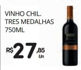 Supermercado Vitorino Vinho Chil. Tres Medalhas 750ml oferta