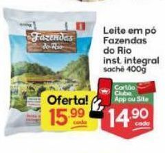 Supermercados Princesa Leite em pó fazenda do rio inst. integral 400g oferta