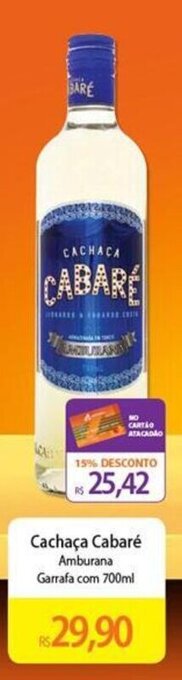 Atacadão Cachaça Cabaré 700ml oferta