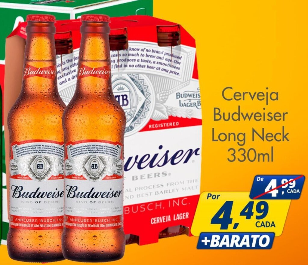 Cerveja Budweiser Long Neck 330ml Oferta Na Delta Supermercados