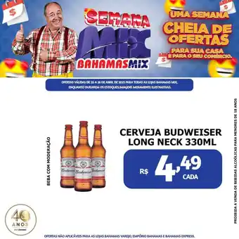 Bahamas Mix Cerveja Budweiser Long Neck 330ml oferta