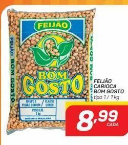 Feijão carioca bom gosto tipo 1 1kg