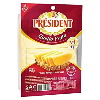 Queijo prato president fatiado 150g