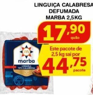 Roldão Linguiça calabresa marba 2,5kg oferta