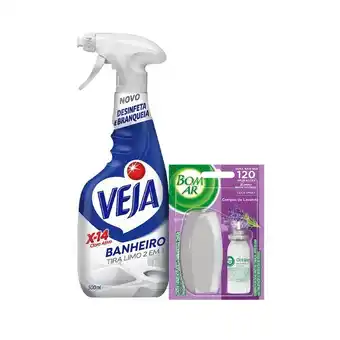 Pão de Açúcar Kit spray tira limo veja banheiro x14 500ml oferta + aromatizador bom ar click spray campos de lavanda aparelho com refil 12m oferta