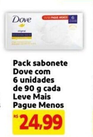 Extra Supermercado Pack sabonete Dove com 6 unidades de 90 g cada Leve Mais Pague Menos oferta