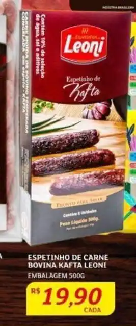 Assaí Atacadista ESPETINHO DE CARNE BOVINA KAFTA LEONI EMBALAGEM 500G oferta