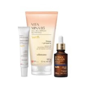 Combo botik autocuidado: gel de limpeza 150g + creme multirreparador 30ml + gel creme redutor de rugas 30g