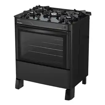 Fogão 5 bocas esmaltec de piso automático mesa de vidro forno 95 litros jade glass