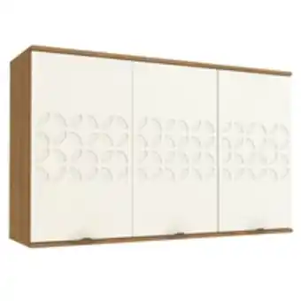 Bemol Armário aéreo 3 portas kappesberg lótus 120cm freijó off white de madeira oferta