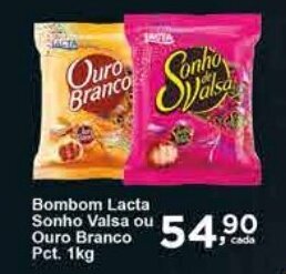 Rossi Supermercado Bombom Lacta Sonho Valsa ou Ouro Branco Pct. 1kg oferta