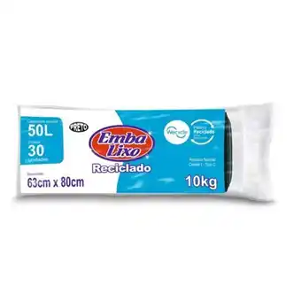 Saco de lixo reciclado 50l rolo embalixo 30un