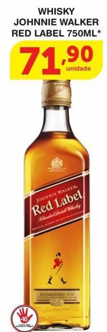 Roldão Whisky johnnie walker red label 750ml oferta