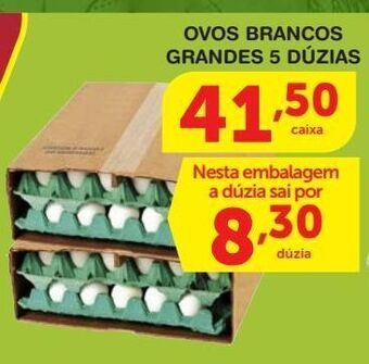 Roldão Ovos brancos grandes 5 dúzias oferta