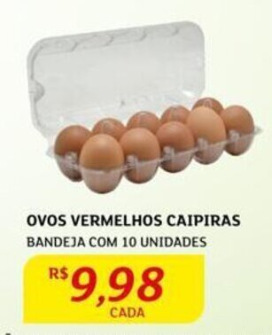 Assaí Atacadista OVOS VERMELHOS CAIPIRAS BANDEJA COM 10 UNIDADES oferta