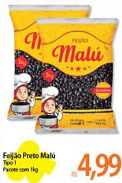 Atacadão Feijão Preto Malú Tipo 1 Pacote com 1kg oferta