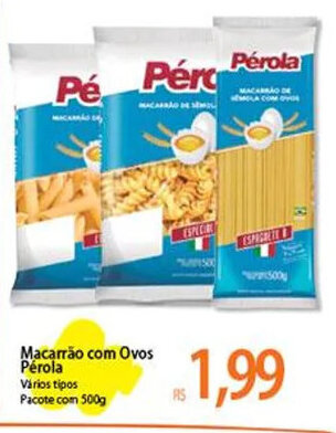 Atacadão Macarrão com Ovos Pérola Pacote com 500g oferta