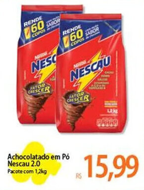 Atacadão Achocolatado em Pó Nescau 2.0 Pacote com 1,2kg oferta