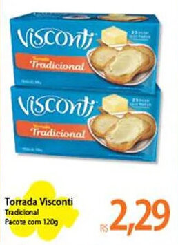 Atacadão Torrada Visconti Tradicional Pacote com 120g oferta