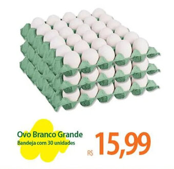 Ovo Branco Grande Bandeja com 30 unidades