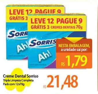 Atacadão Creme Dental Sorriso Tripla Limpeza Completa Pack com 12x70g oferta