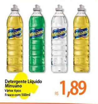 Atacadão Detergente Líquido Minuano Vários tipos Frasco com 500ml oferta